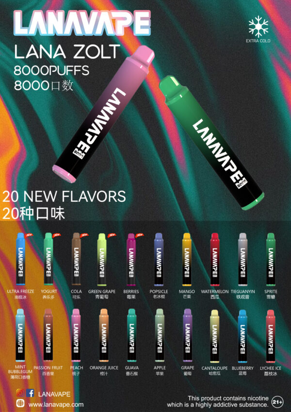 【LANA抛棄式8000口】可充電 油容量巨大❤️‍🔥 LANA ZOLT抛棄式8000口一次性  限時活動 {滿8隻送1}